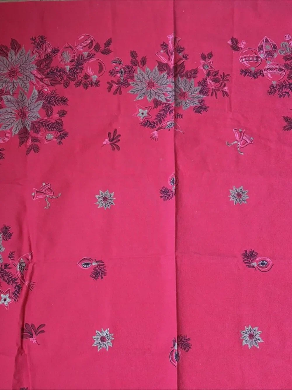 Vintage Christmas Tablecloth Square 46X46